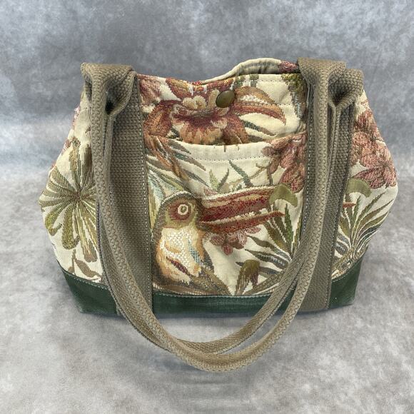 Vtg Cedar Key Canvas Tapestry Bag & Wallet Set Toucan Tropical Floral Mini Tote - Picture 9 of 11